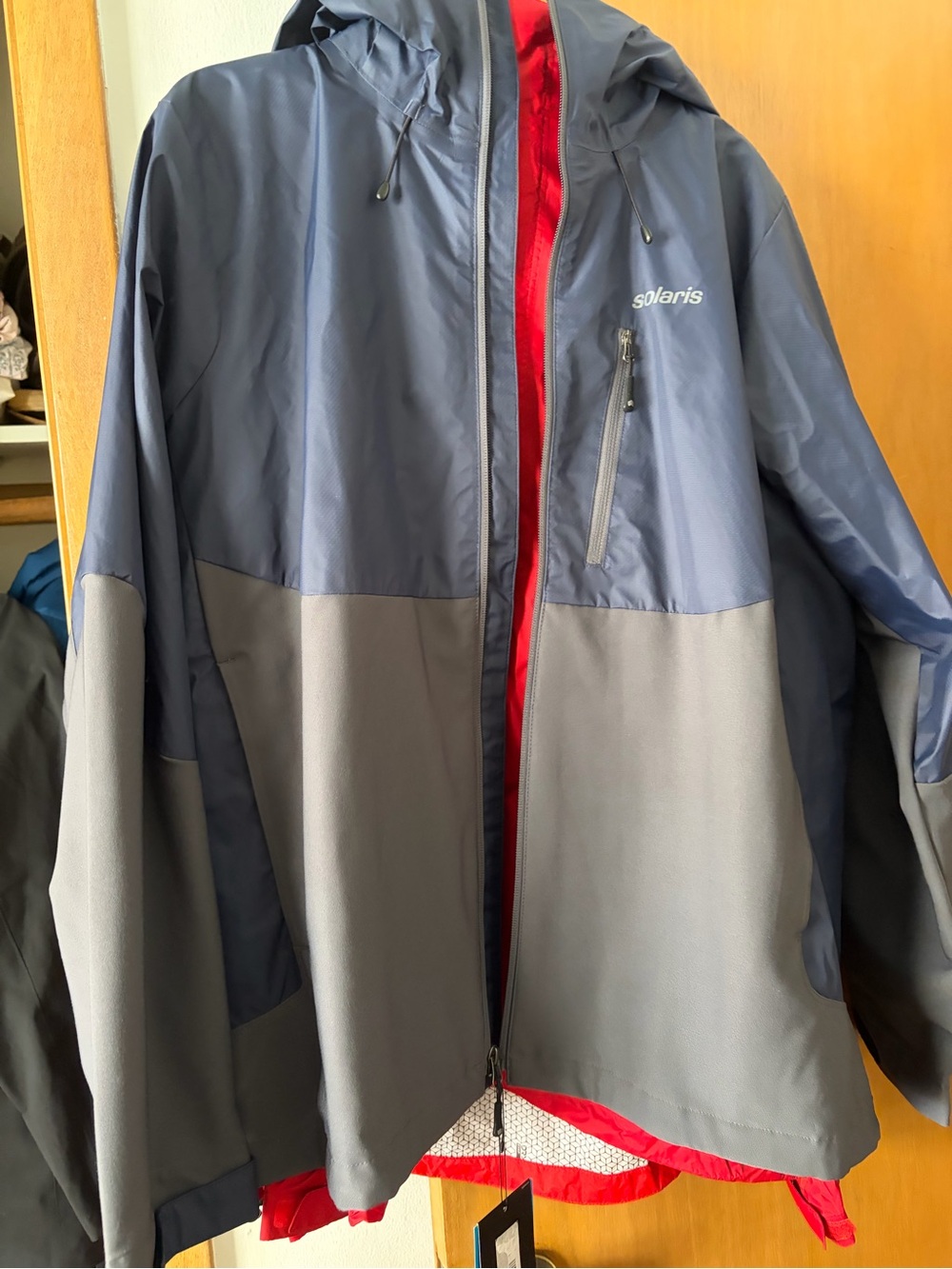 Men's Navy and Gray Waterproof Hooded Jacket